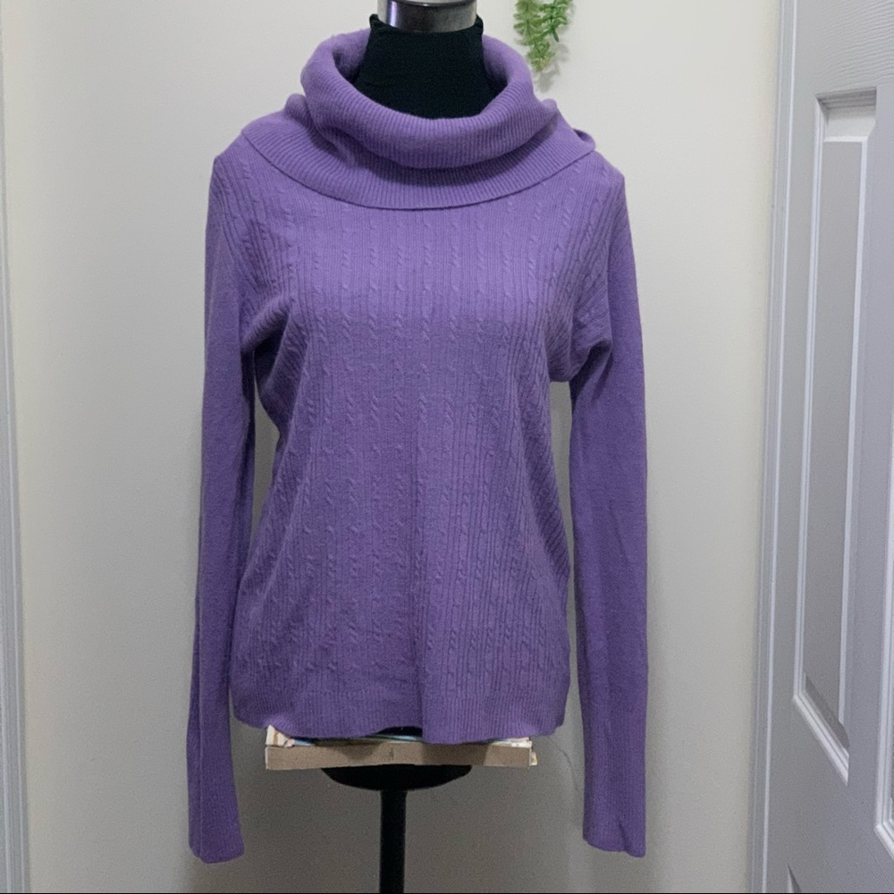 Jones Studio Nude Purple Cowl Neck 100% Acrylic Sweatshirt Sweater Top